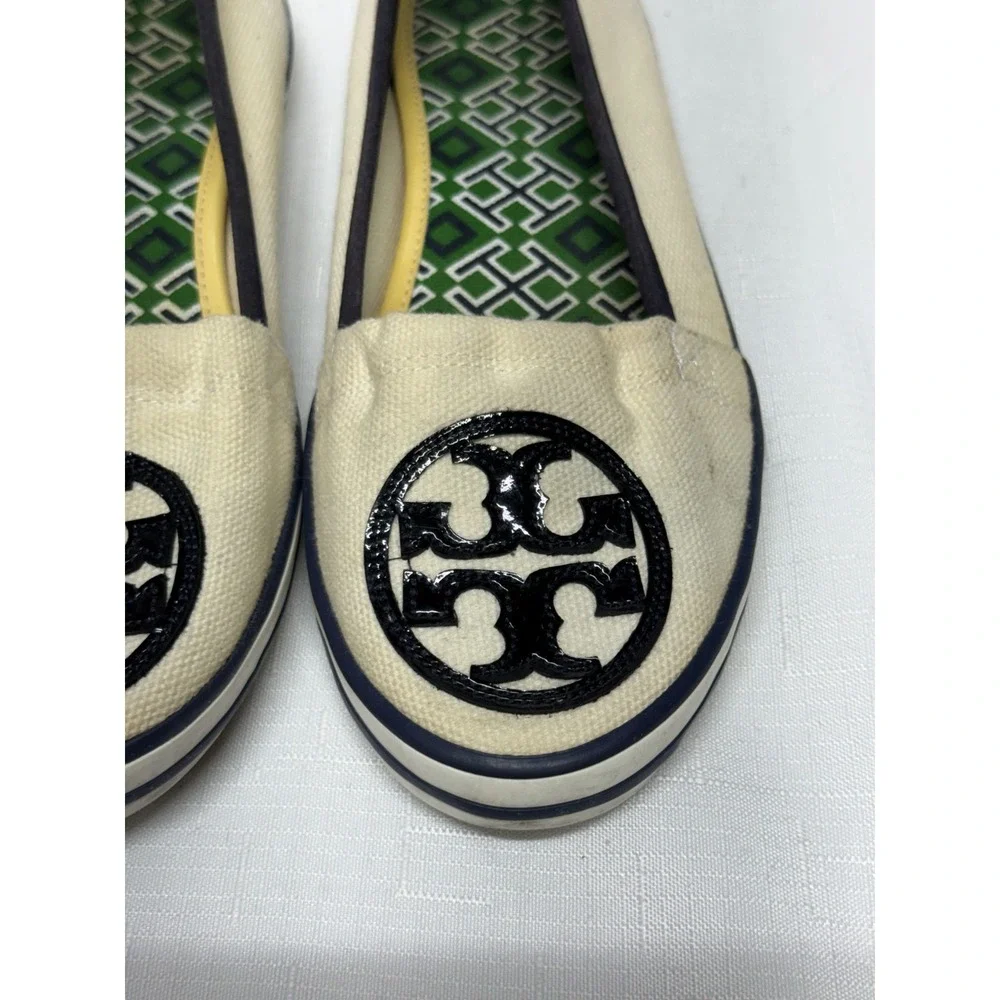 Tory Burch Raymond Loafers Women's Size 6M Ivory Low Top Slip On Canvas Flats